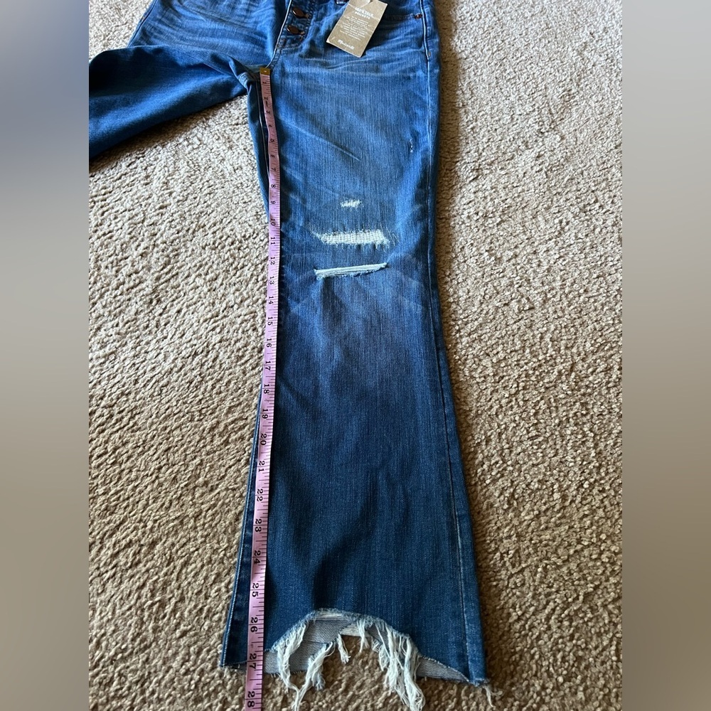 NWT Madewell Cali Demi Boot Distressed Jeans Sz 28 Raw Hem Button Fly New - Picture 15 of 15